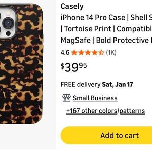Like New Casely IPhone 14 Pro Mag-Safe phone case in tortoiseshell print